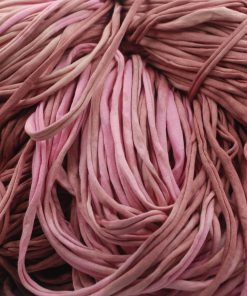 Batikfärgad trikåtrasa, rosa toner.